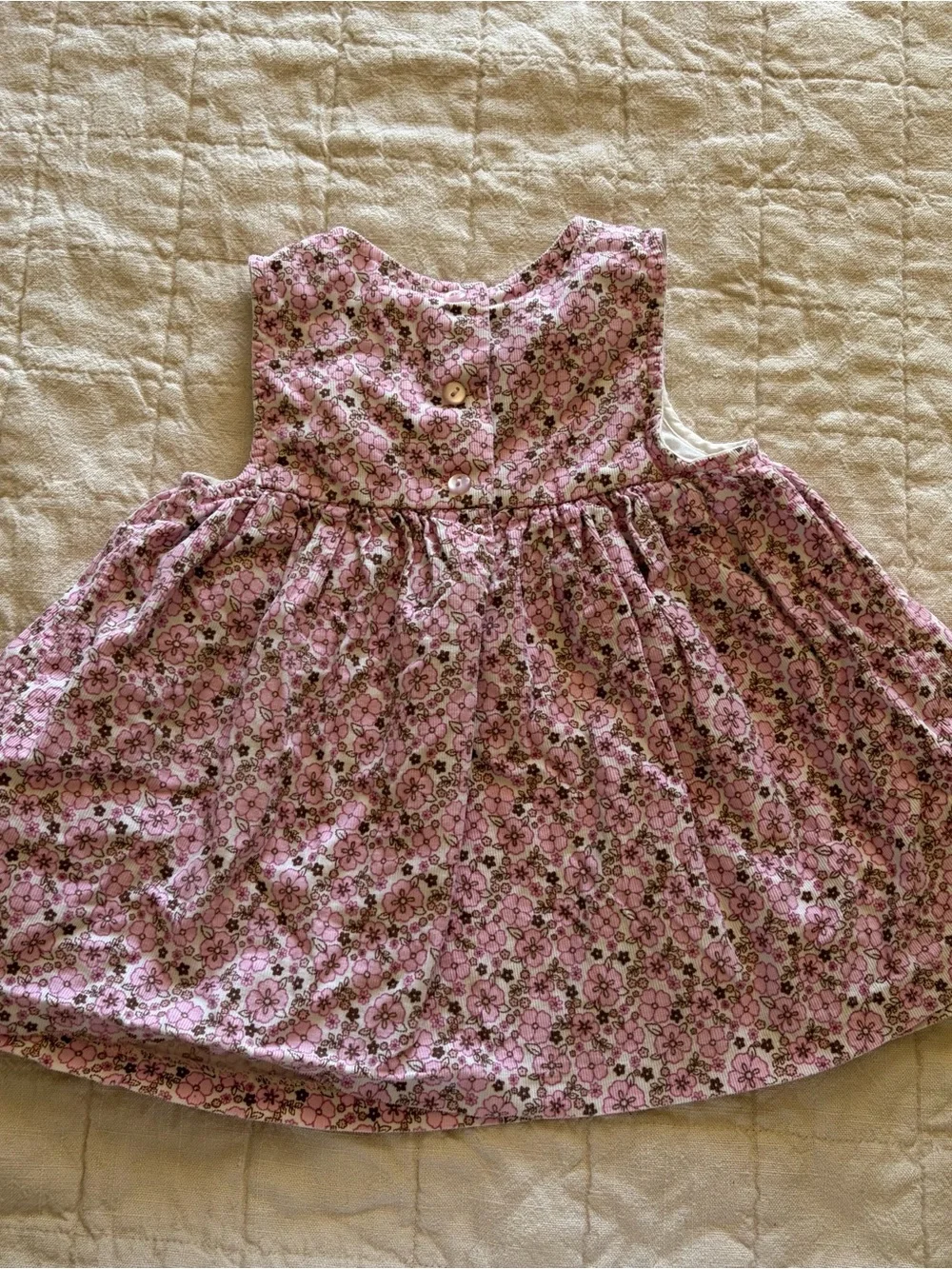 Rare Editions Floral Smocked Corduroy Pink Baby Toddler Girls Jumper Dress